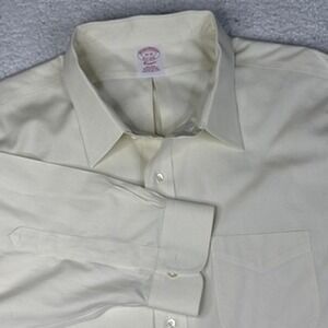 Brooks Brothers‎ Cream Button Down Shirt Mens 19 35 Classic Supima Cotton